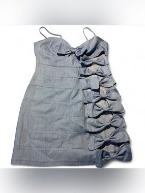 Source Unknown Light Blue Bow-Accent Mini Dress